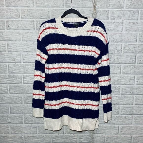NWT MSRP $120 J. Crew Stripe Cable Knit Sweater Women's Size Small - Picture 7 of 9